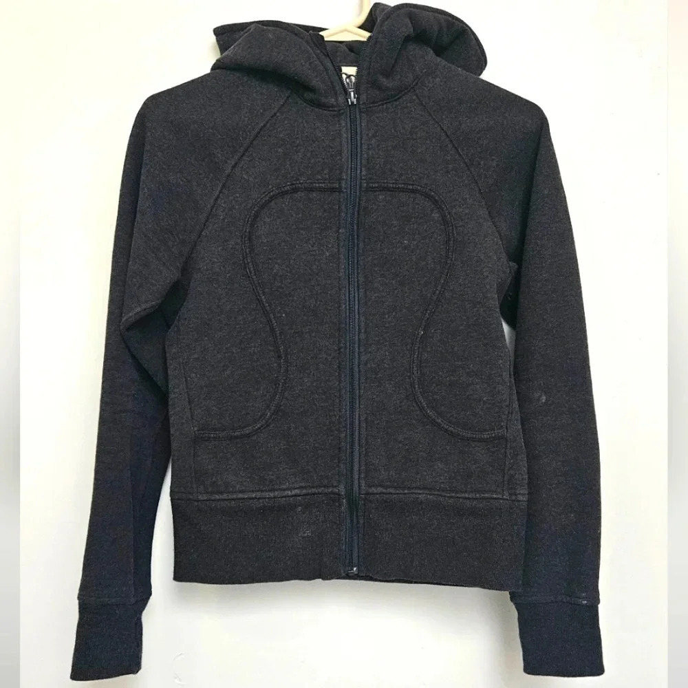 Lululemon Scuba Hooded Sweatshirt Sz 4 Charcoal Gray  Full Zip Thumb…